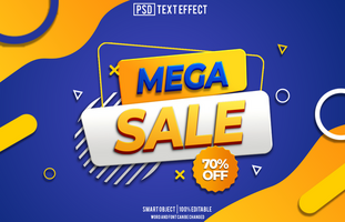 mega sale text effect, font editable, typography, 3d text, for background banner psd