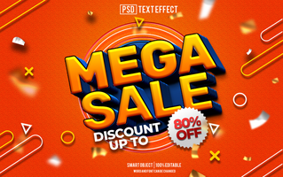 mega sale text effect, font editable, typography, 3d text. psd