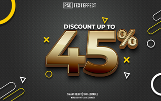 discount 45 percent text effect, font editable, typography, 3d text psd
