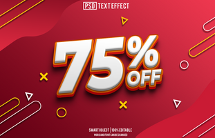 discount 75 percent text effect, font editable, typography, 3d text psd