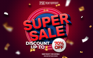 super sale text effect, font editable, typography, 3d text. psd