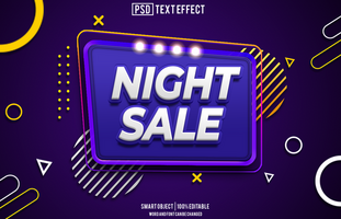 Nacht Verkauf Text Wirkung, Schriftart editierbar, Typografie, 3d Text, zum Hintergrund Banner psd