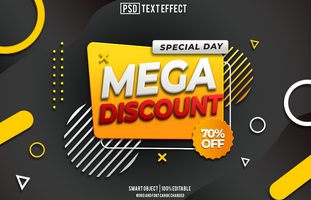 mega discount text effect, font editable, typography, 3d text, for background banner psd