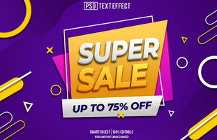 super sale text effect, font editable, typography, 3d text psd