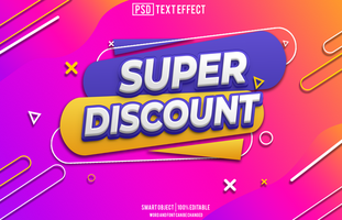 super discount text effect, font editable, typography, 3d text psd