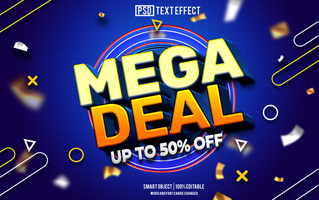 mega deal text effect, font editable, typography, 3d text. psd