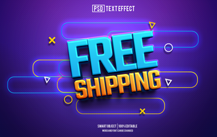 free shipping text effect, font editable, typography, 3d text. psd