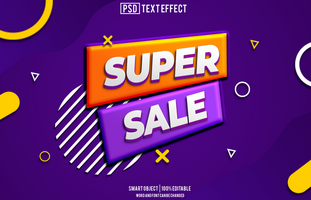 super sale text effect, font editable, typography, 3d text, for background banner psd