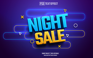 night sale text effect, font editable, typography, 3d text. psd