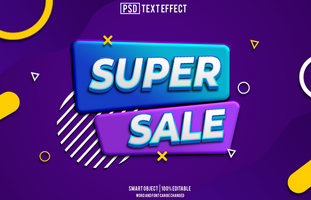 super sale text effect, font editable, typography, 3d text. for background banner psd