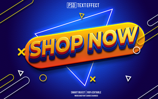 shop now text effect, font editable, typography, 3d text. psd