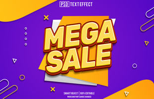 mega sale text effect, font editable, typography, 3d text, for background banner psd