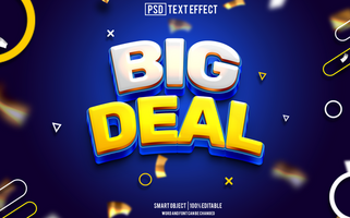 big deal text effect, font editable, typography, 3d text. for background banner psd