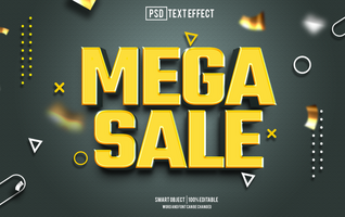 mega sale text effect, font editable, typography, 3d text. for background banner psd