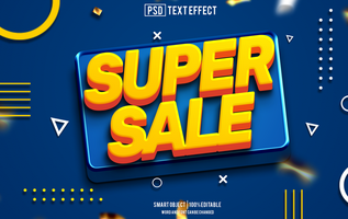 super sale text effect, font editable, typography, 3d text. for background banner psd