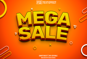 mega sale text effect, font editable, typography, 3d text. for background banner psd