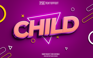 enfant texte effet, Police de caractère modifiable, typographie, 3d texte psd