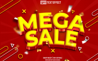 mega sale text effect, font editable, typography, 3d text psd