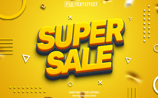 super sale text effect, font editable, typography, 3d text. for background banner psd