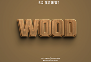 wood text effect, font editable, typography, 3d text psd