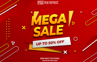 mega sale text effect, font editable, typography, 3d text, for background banner psd
