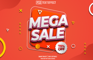 mega sale text effect, font editable, typography, 3d text, for background banner psd