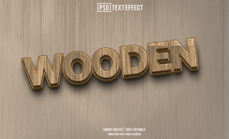 wooden text effect, font editable, typography, 3d text psd
