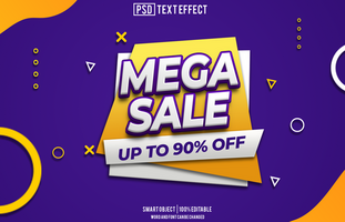 mega sale text effect, font editable, typography, 3d text, for background banner psd