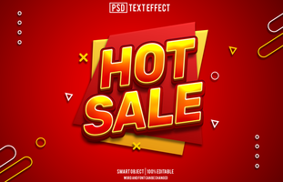 hot sale text effect, font editable, typography, 3d text, for background banner psd