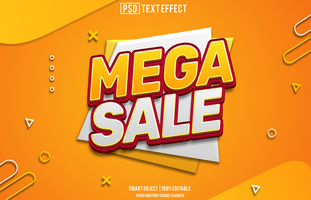 mega sale text effect, font editable, typography, 3d text, for background banner psd