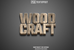 wood craft text effect, font editable, typography, 3d text psd