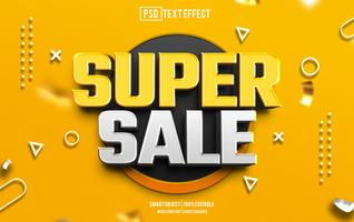 super sale text effect, font editable, typography, 3d text. for background banner psd