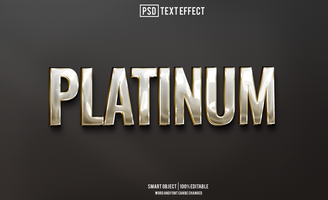 platinum text effect, font editable, typography, 3d text psd