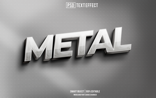 metal text effect, font editable, typography, 3d text psd