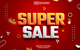 super sale text effect, font editable, typography, 3d text. for background banner psd