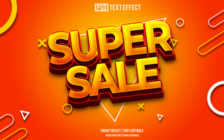 super sale text effect, font editable, typography, 3d text. for background banner psd