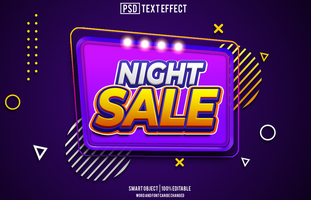 night sale text effect, font editable, typography, 3d text, for background banner psd