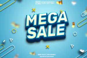 mega sale text effect, font editable, typography, 3d text. for background banner psd