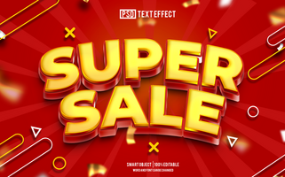 super sale text effect, font editable, typography, 3d text. for background banner psd