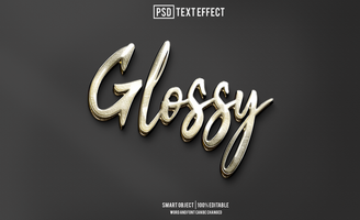glossy text effect, font editable, typography, 3d text psd