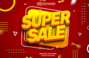 super sale text effect, font editable, typography, 3d text. for background banner psd