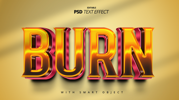 golden burning shiny 3d movie title text effect editable template design psd
