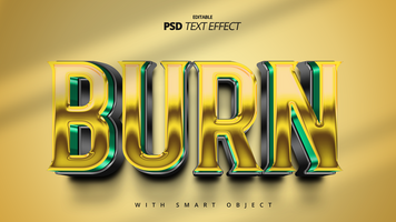 golden burning shiny 3d movie title text effect editable template design psd