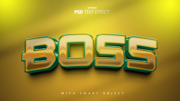 3d green golden boss retro vintage movie title text effect design psd