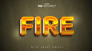 golden burning shiny 3d movie title text effect editable template design psd