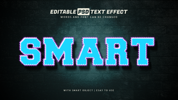 Smart glowing neon text effect editable psd