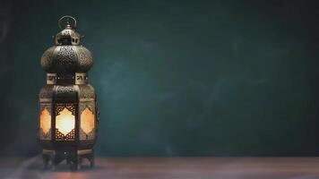 classic lantern on dark background with smoke and copy space video