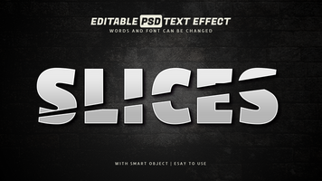 Slice text effect style editable psd