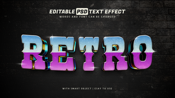 retro gradiente esport 3d editável texto efeito psd