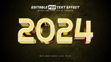 2024 d'oro 3d testo effetto modificabile psd